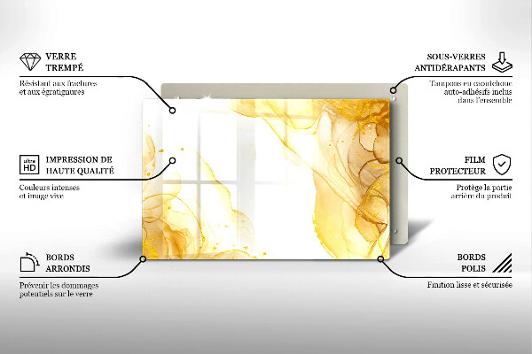Glas Herdabdeckplatte Goldene Abstraktion