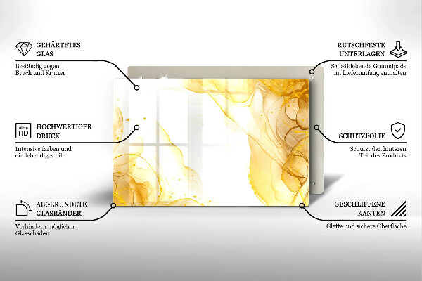 Glas Herdabdeckplatte Goldene Abstraktion
