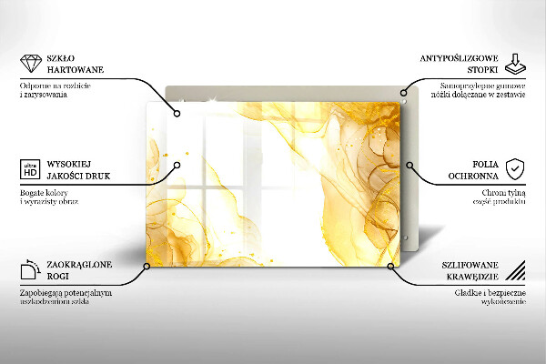 Glas Herdabdeckplatte Goldene Abstraktion