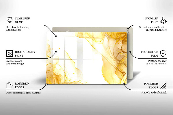 Glas Herdabdeckplatte Goldene Abstraktion