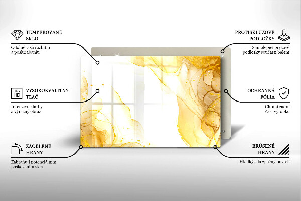 Glas Herdabdeckplatte Goldene Abstraktion