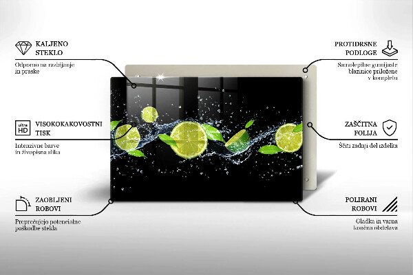 Glas Herdabdeckplatte Limetten-Minz-Wasser