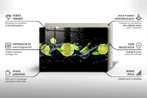 Glas Herdabdeckplatte Limetten-Minz-Wasser