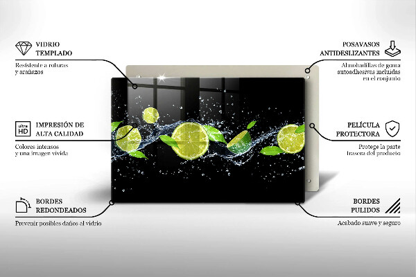 Glas Herdabdeckplatte Limetten-Minz-Wasser