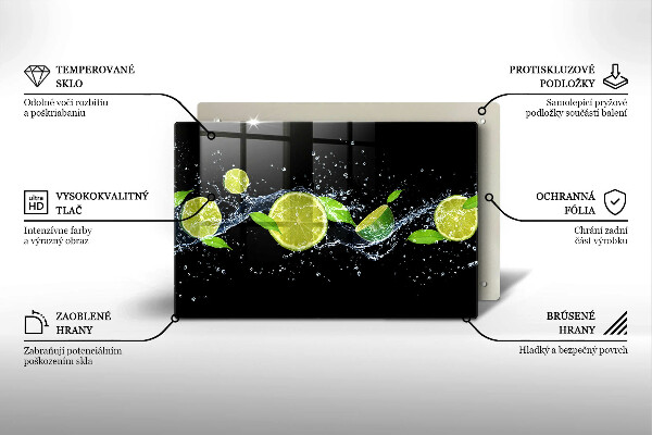 Glas Herdabdeckplatte Limetten-Minz-Wasser