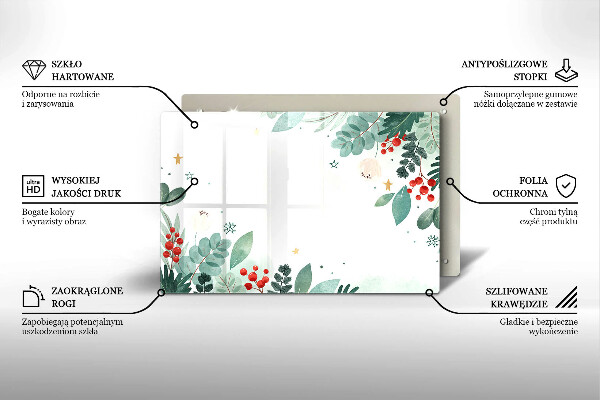 Glas Herdabdeckplatte Aquarellblätter