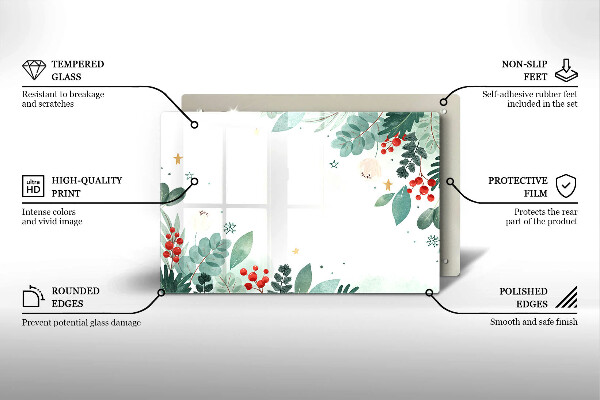 Glas Herdabdeckplatte Aquarellblätter