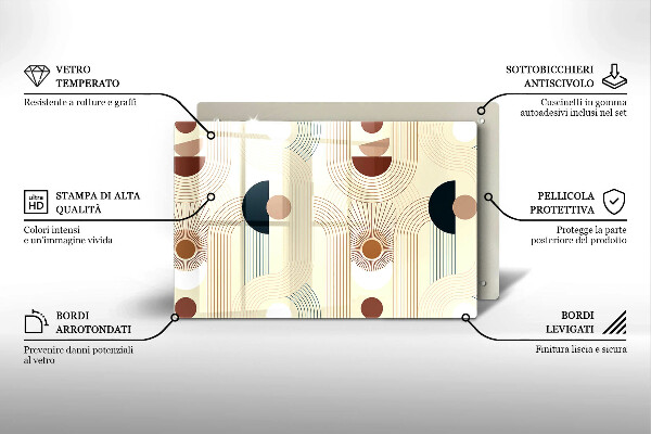 Glas Herdabdeckplatte Boho-Geometrieformen