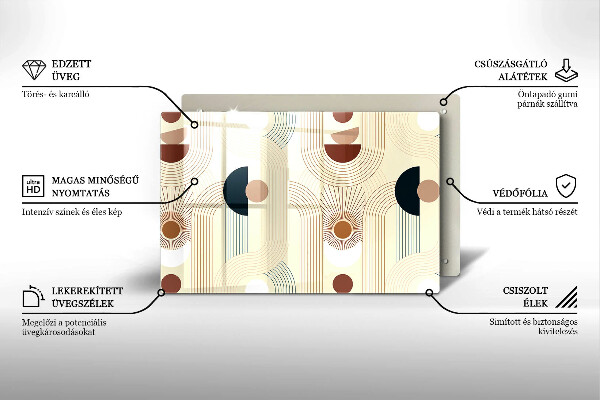 Glas Herdabdeckplatte Boho-Geometrieformen