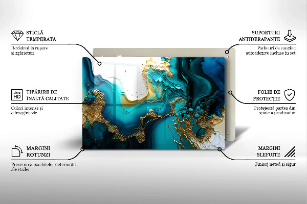 Glas Ceranfeldabdeckung Türkisfarbene Abstraktion