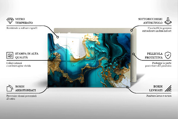 Glas Ceranfeldabdeckung Türkisfarbene Abstraktion