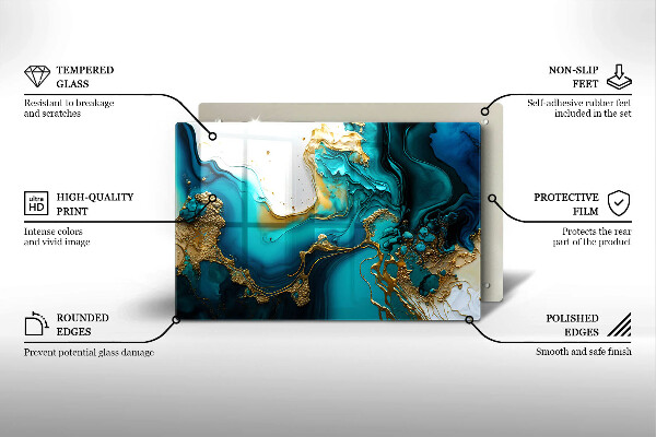 Glas Ceranfeldabdeckung Türkisfarbene Abstraktion