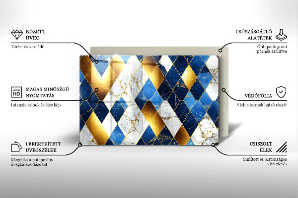 Glas Ceranfeldabdeckung Goldene Marmorrauten