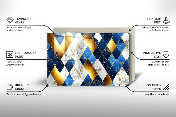 Glas Ceranfeldabdeckung Goldene Marmorrauten