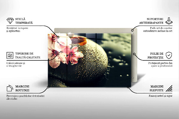 Glas Ceranfeldabdeckung Blumen Zen-Steine