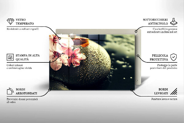 Glas Ceranfeldabdeckung Blumen Zen-Steine