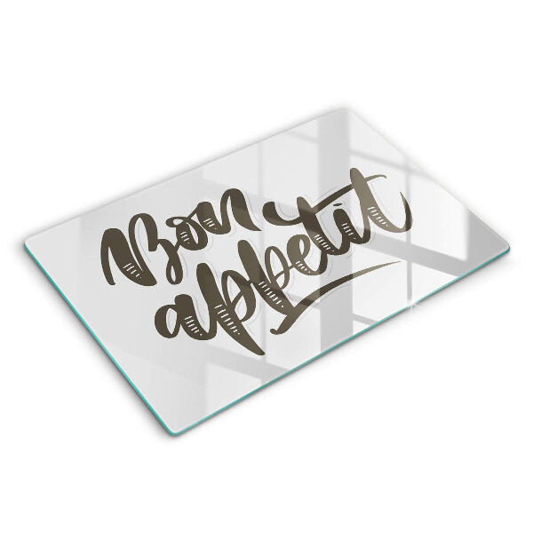 Glas Ceranfeldabdeckung Inschrift Bon appetit