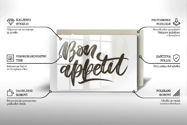 Glas Ceranfeldabdeckung Inschrift Bon appetit