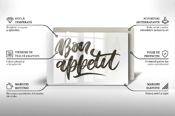 Glas Ceranfeldabdeckung Inschrift Bon appetit