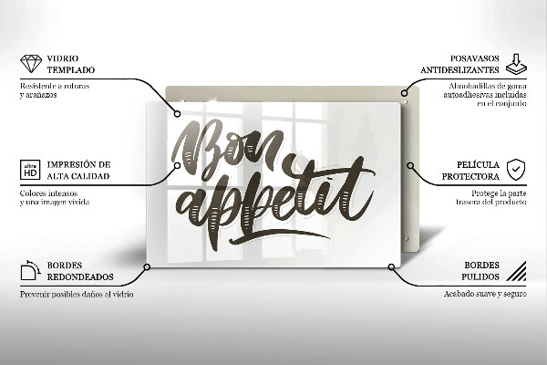Glas Ceranfeldabdeckung Inschrift Bon appetit