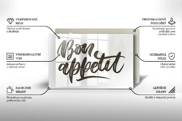 Glas Ceranfeldabdeckung Inschrift Bon appetit