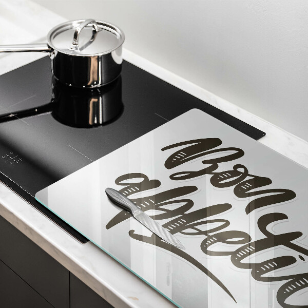 Glas Ceranfeldabdeckung Inschrift Bon appetit