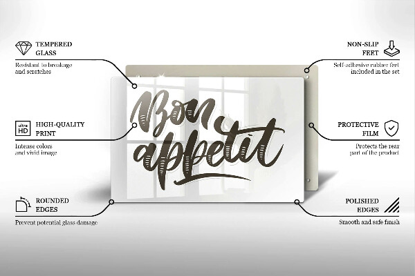 Glas Ceranfeldabdeckung Inschrift Bon appetit