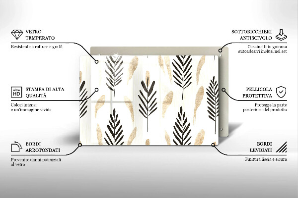 Glas Ceranfeldabdeckung Boho-Pflanzen