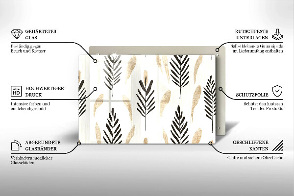 Glas Ceranfeldabdeckung Boho-Pflanzen