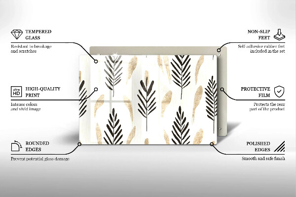 Glas Ceranfeldabdeckung Boho-Pflanzen