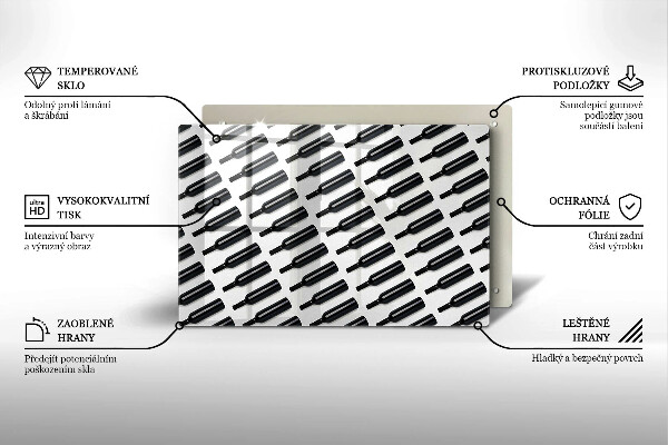 Glas Ceranfeldabdeckung Schwarze Weinflaschen