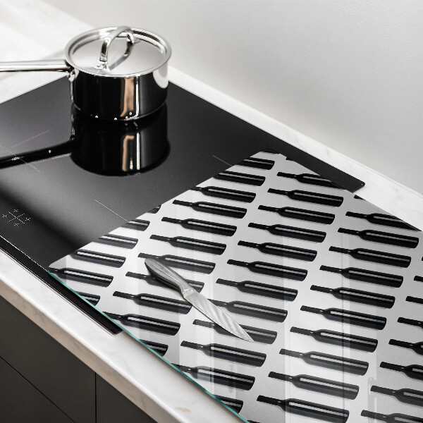 Glas Ceranfeldabdeckung Schwarze Weinflaschen