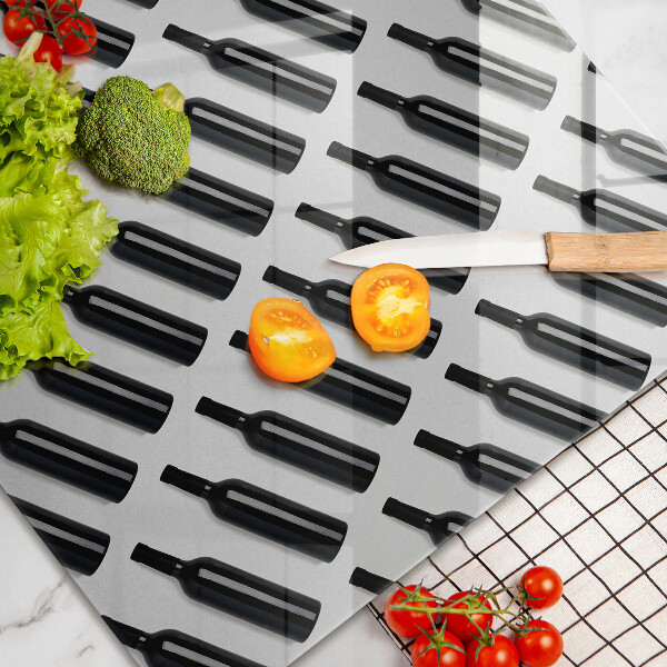 Glas Ceranfeldabdeckung Schwarze Weinflaschen