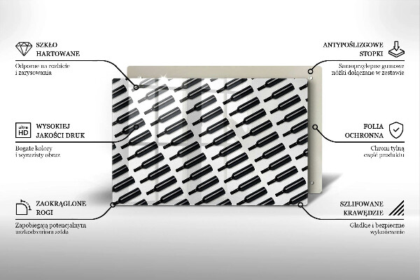 Glas Ceranfeldabdeckung Schwarze Weinflaschen