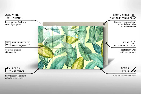 Glas Ceranfeldabdeckung Grüne tropische Blätter