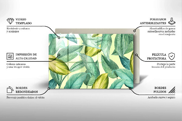 Glas Ceranfeldabdeckung Grüne tropische Blätter