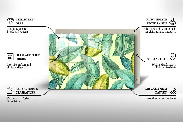 Glas Ceranfeldabdeckung Grüne tropische Blätter