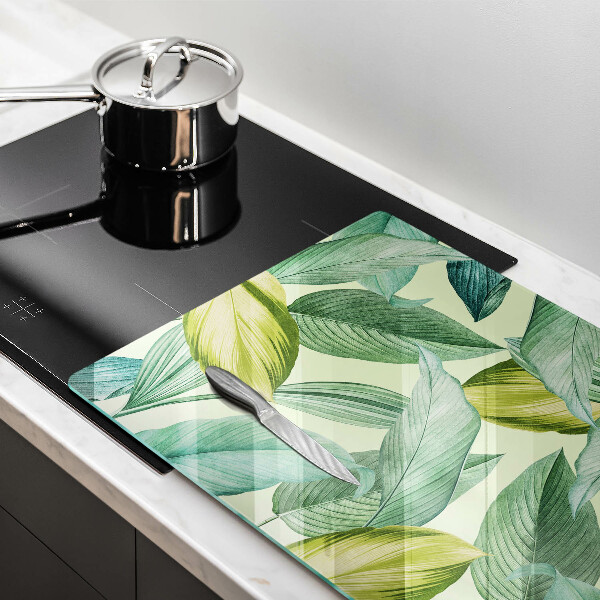 Glas Ceranfeldabdeckung Grüne tropische Blätter