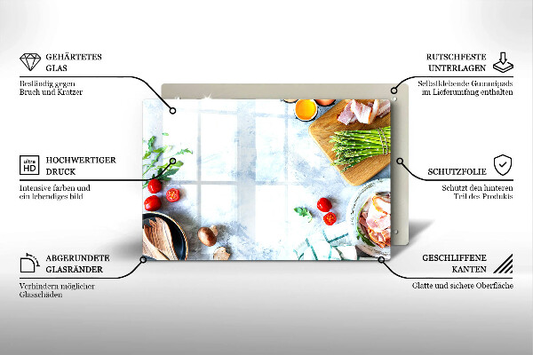 Glas Ceranfeldabdeckung Zutaten in der Küche