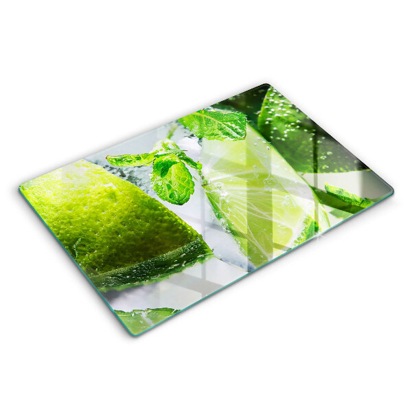 Glas Ceranfeldabdeckung Wasser mit Limette und Eis