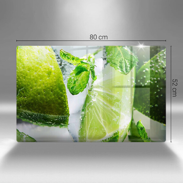 Glas Ceranfeldabdeckung Wasser mit Limette und Eis