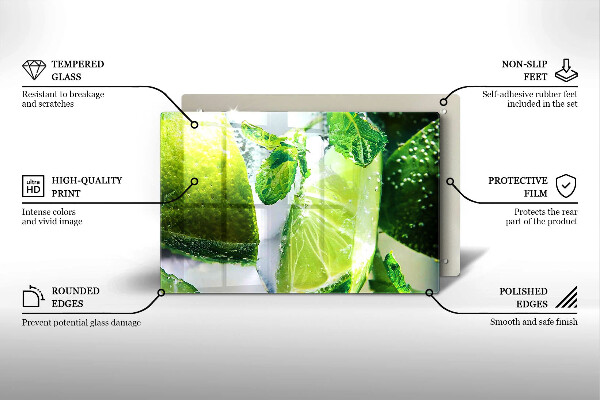 Glas Ceranfeldabdeckung Wasser mit Limette und Eis