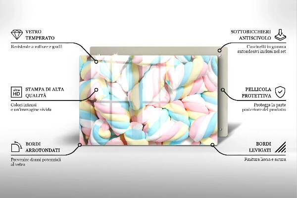 Glas Ceranfeldabdeckung Bunte Marshmallows