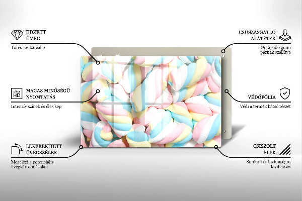 Glas Ceranfeldabdeckung Bunte Marshmallows