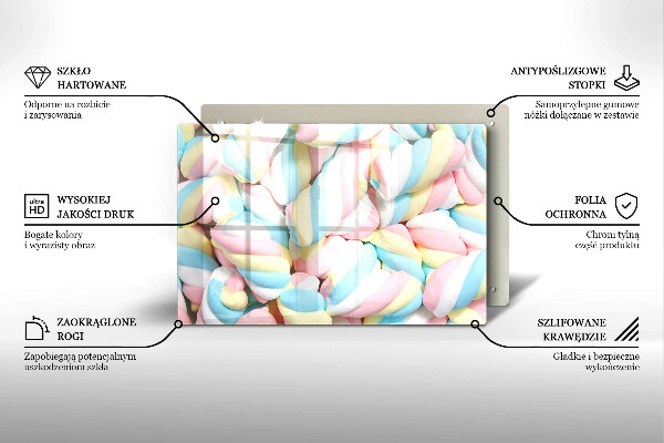 Glas Ceranfeldabdeckung Bunte Marshmallows