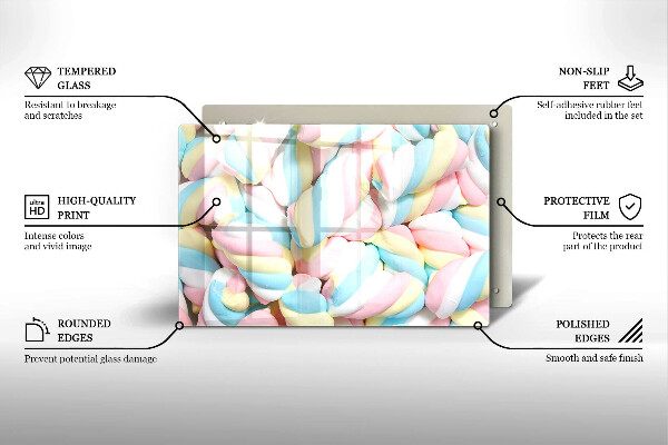 Glas Ceranfeldabdeckung Bunte Marshmallows