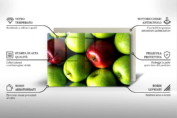 Glas Ceranfeldabdeckung Saftige Äpfel
