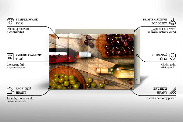 Glas Ceranfeldabdeckung Weinflaschen und Trauben