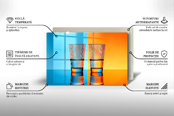 Glas Ceranfeldabdeckung Zwei Gläser Wasser