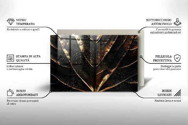 Glas Ceranfeldabdeckung Gold Blatt